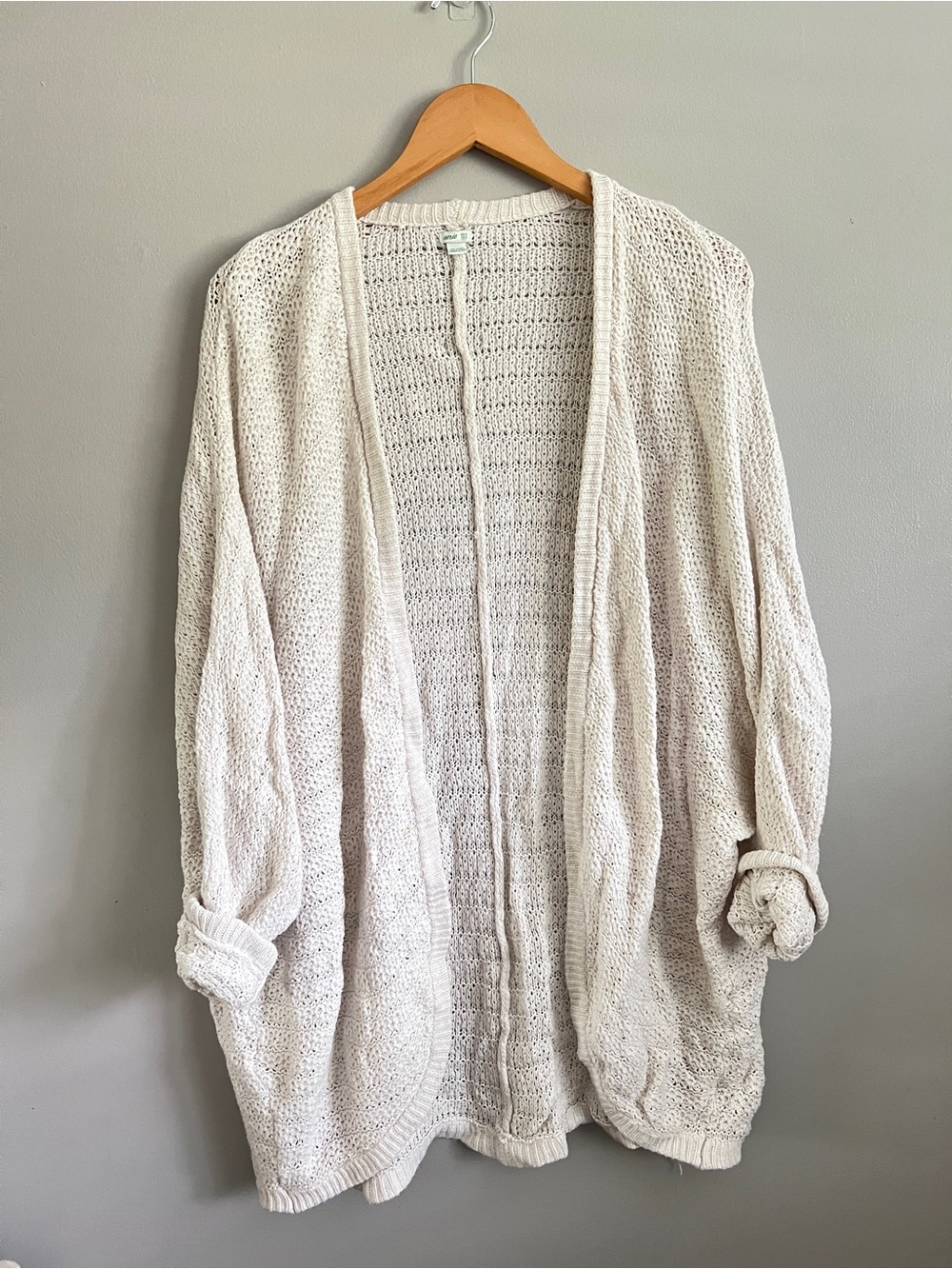 Aerie Open-Front Cream Knit Cardigan
